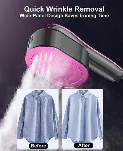 ADPTOYU 2-in-1 Steamer & Iron for Clothes, Portable Handheld Garment Steamer with LED Display, Large Ceramic Panel Travel Clothes Steamer Iron, 10s Fast Heat-Up All-Fabric Remove Wrinkle (Purple)