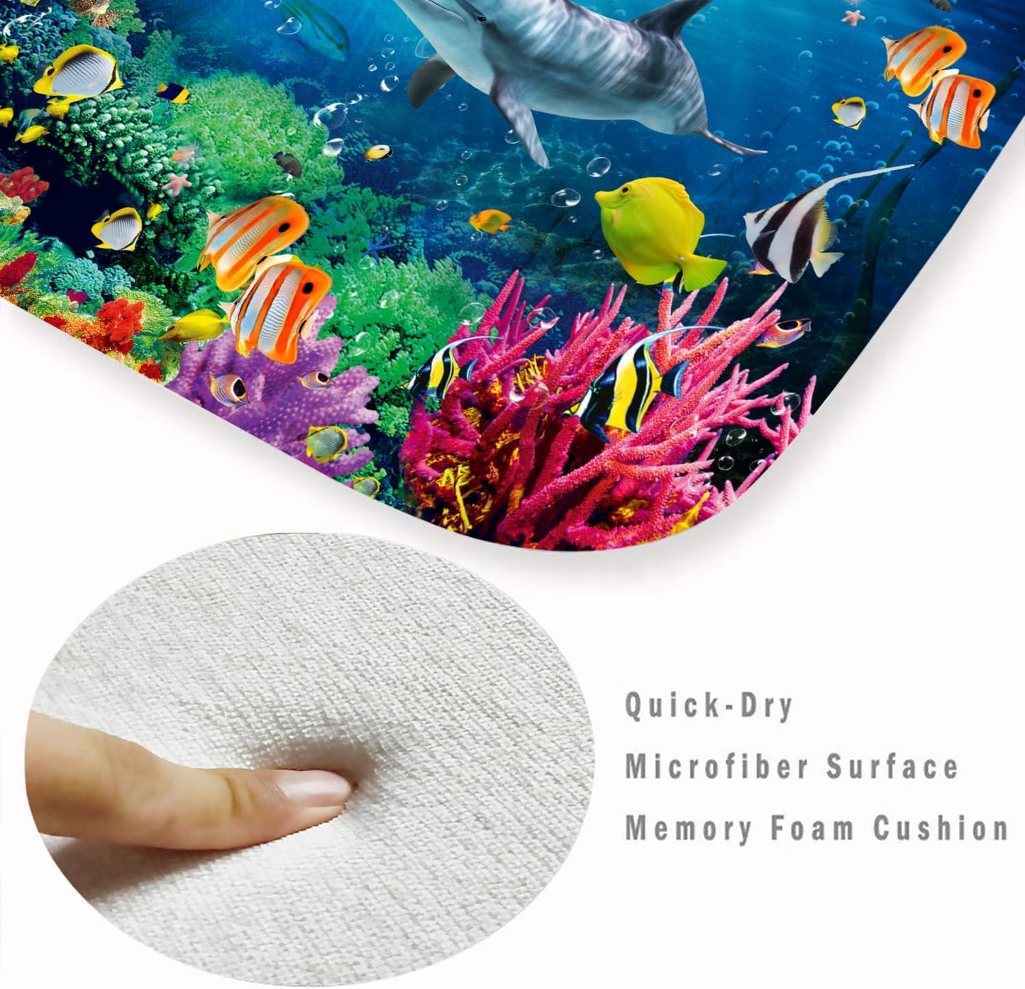 Bath Rugs Sponge Foam Absorbent, Soft for Bathroom and Kitchen (47x18 inches), Non Slip Bright 3D Print