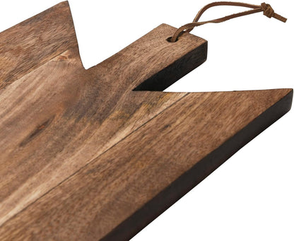 Main + Mesa Geometric Wood Cutting Board, Medium Natural with Leather Tie