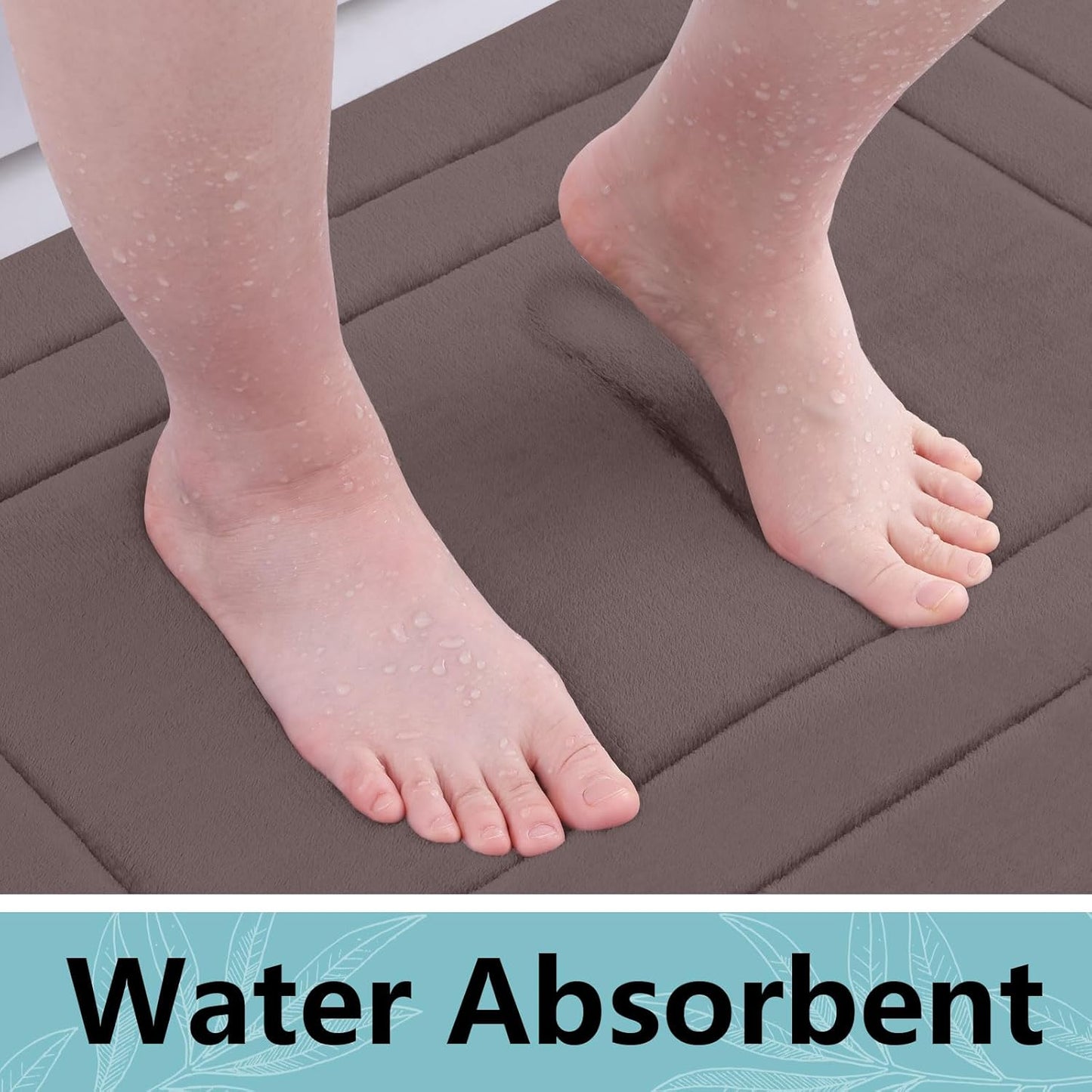Arotive Memory Foam Bathroom Rug Mat 24x16, Ultra Soft and Absorbent Bath Mat for Bathroom Floor, Brown