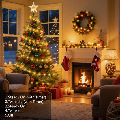 16.4Ft 50 5 Fairy Lights Battery Operated LED Silver Copper Wire Twinkle Lights with Lighting Modes for Christmas