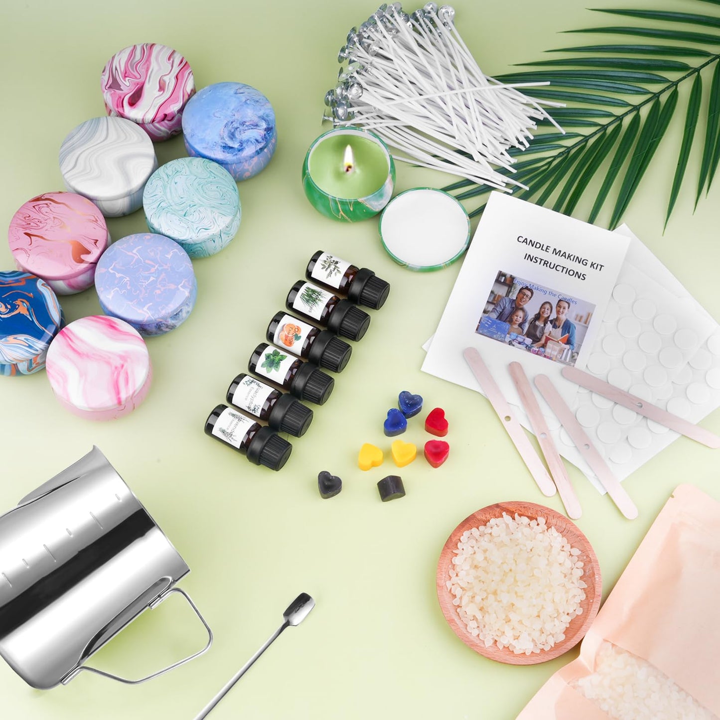 SUPERSUN Candle Making Kit for Adults, DIY Candle Making Supplies for Adults, Beginners, Include Beeswax, Candle Tins, Wicks, Essential Oils, Dyes, DIY Candle Making Set Gift for Christmas