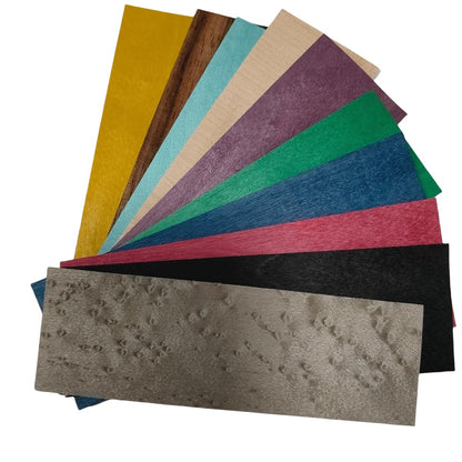 100PCS Mixed Wood Veneer Sheets Variety Pack,1.5''×5.5'',0.4mmThickness,Exotic Wooden Chip for Marquetry,Inlay,Woodworking Projects,Fingerboard Making DIY