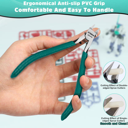O'Shine Advanced Single-Edged Sprue Cutter, Single Blade Gundam Gunpla Model Nipper, Precision Plastic Kit Hobby Flush Clipper, Premium Plastic & Leather Sheaths Included