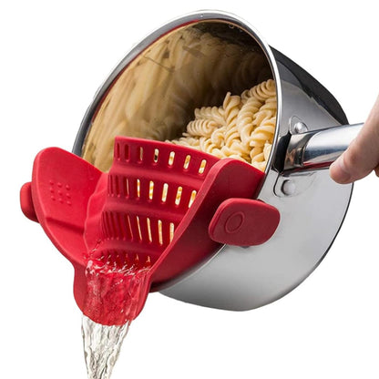 Kitchen Gizmo Snap N' Strain Clip On Strainer for Pots and Pans - Collapsible Silicone Pasta Strainer and Kitchen Gadget for Cooking - Easy to Use, Heat Resistant and Space Saving Colander - Green
