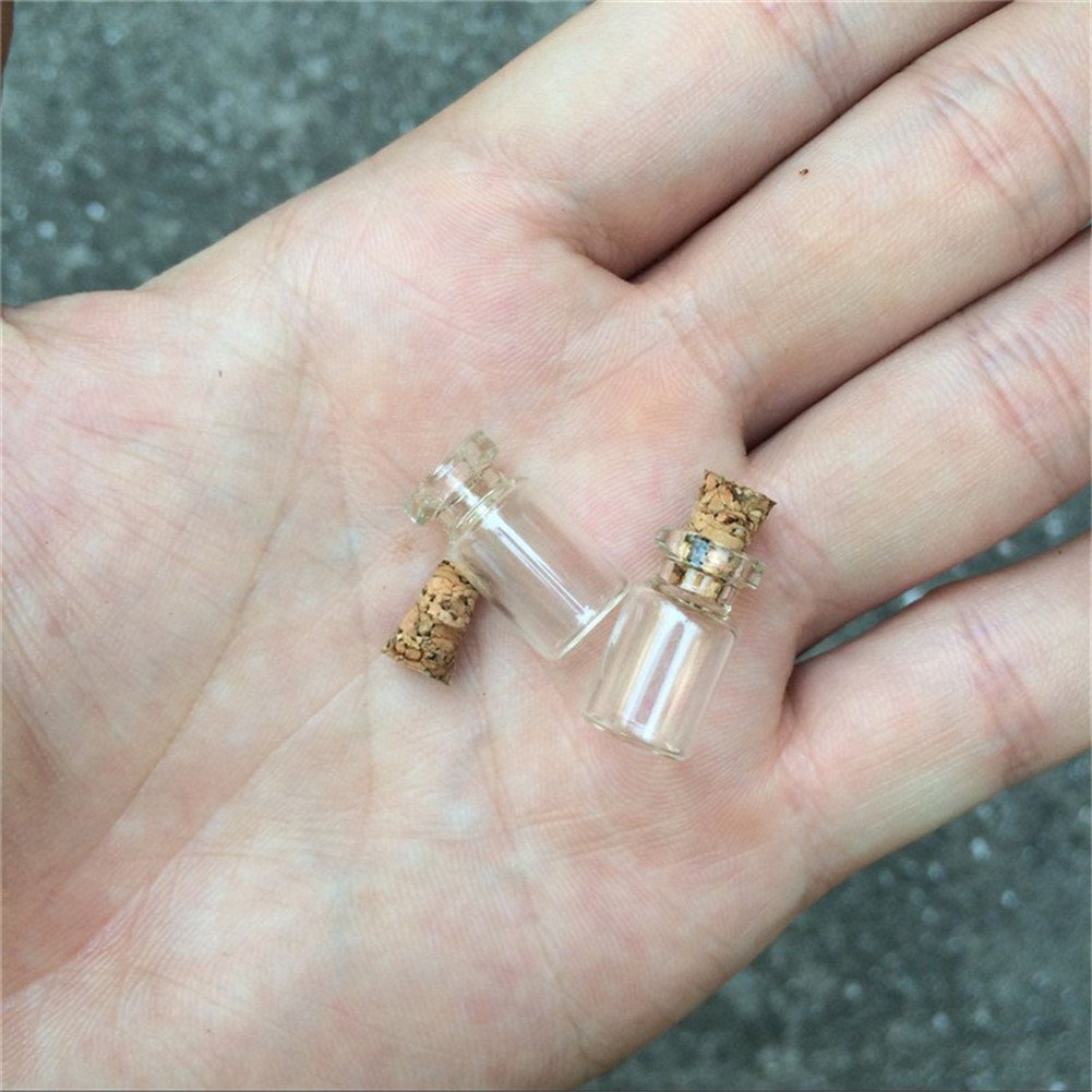 TAI DIAN 100pcs 0.5ml Cute Mini Glass Bottle With Corks Transparent Empty Small Wishing Bottle Decoration Crafts Glass Vials Jars (0.5ml (10x18x5mm))
