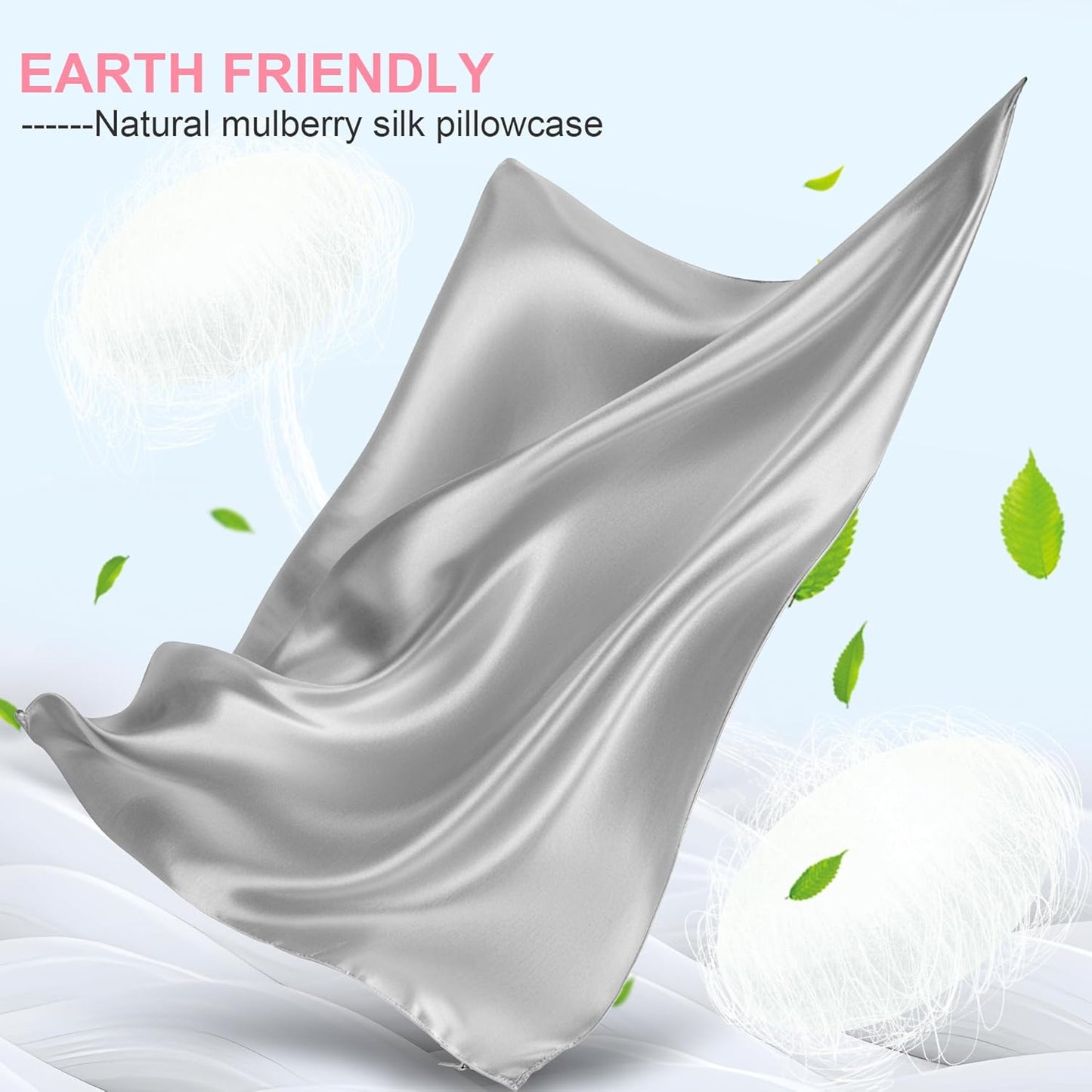 Skiennix Silk Body Pillow Cover - Ultra Smooth & Breathable Cooling Satin | Light Grey (20x54 Inches)