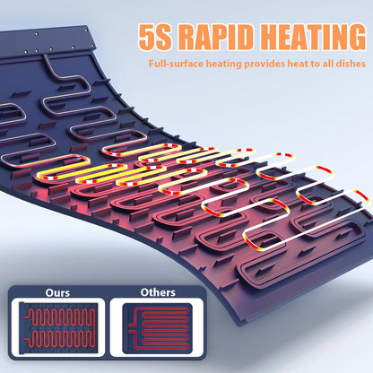 8 24H Silicone Warming Mat for Food, Foldable Electric Food Warming Tray Kitchen Heating Mat for Buffets Party, Buffet