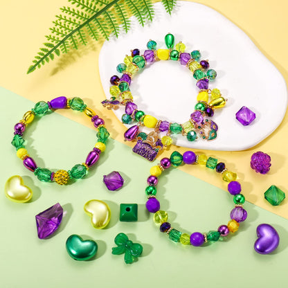 2300PCS+ Mardi Gras Beads for Jewelry Making, Gold Purple Green Polymer Clay Beads, Assorted Acrylic Crystal Pearl Beads Spacer Beads for Bracelet Necklace Earrings DIY Crafts Mardi Gras Accessory