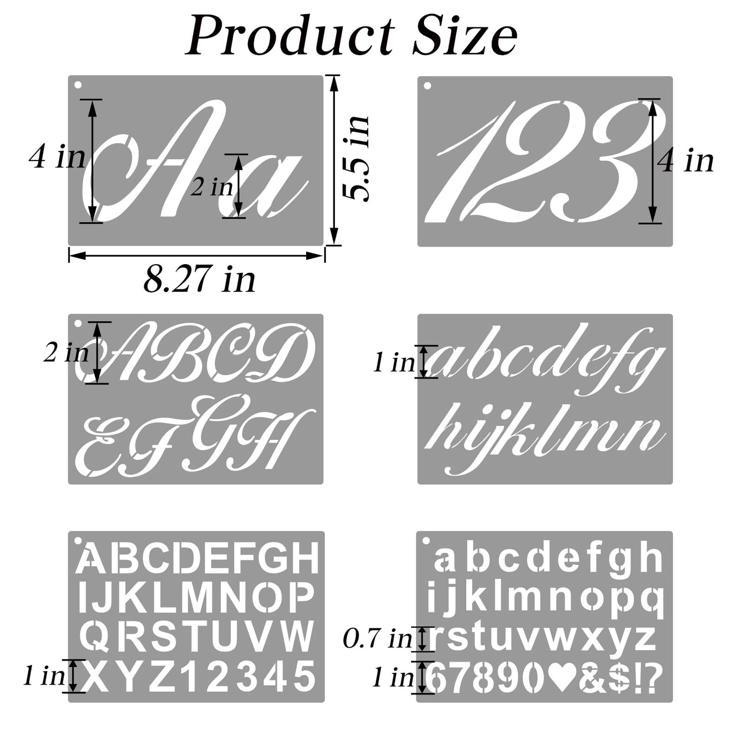 BAMIDELE Letter Stencils for Painting on Wood, 50 Pcs Calligraphy Alphabet Drawing Templates with Numbers, Signs, Flowers, Reusable Cursive Plastic Art Craft Stencils