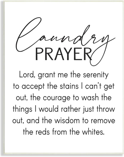 Stupell Industries Laundry Prayer Wall Plaque, Faith Based Sentiment Home Cleaning Parody, 13 x 19, Black