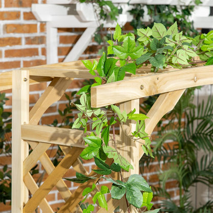 Wooden Outdoor Bench for Grape Vines & Climbing Plants, Backyard Decor,Patio Garden Arbor with Bench,Side Trellises for Climbing Plants, Patio Garden Bench Arbor Arch with Pergola and Trellises