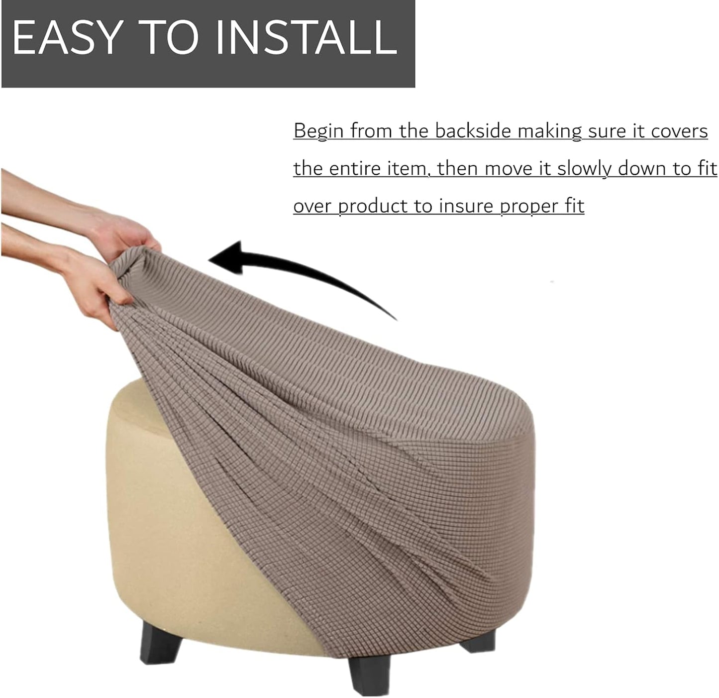 GAMUKAI 30"-41" Stretch Ottoman Slipcover Round Furniture Protector Fits Dia, for Footrests, Storage Ottomans & Folding