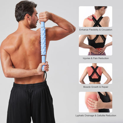 MZDXJ Muscle Roller, Made with EVA Material, Massage Roller Stick for Athletes, Help Reducing Muscle Soreness, Cramping, Tightness in Legs, Arms, Back and Calves - Ideal Muscle Massager (Soft Blue)