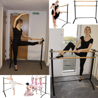 Artan Balance Dance Floor and Ballet Barre Portable for Home or Studio, Freestanding Adjustable Double Bar, Kids and adults, 2 pc. Set
