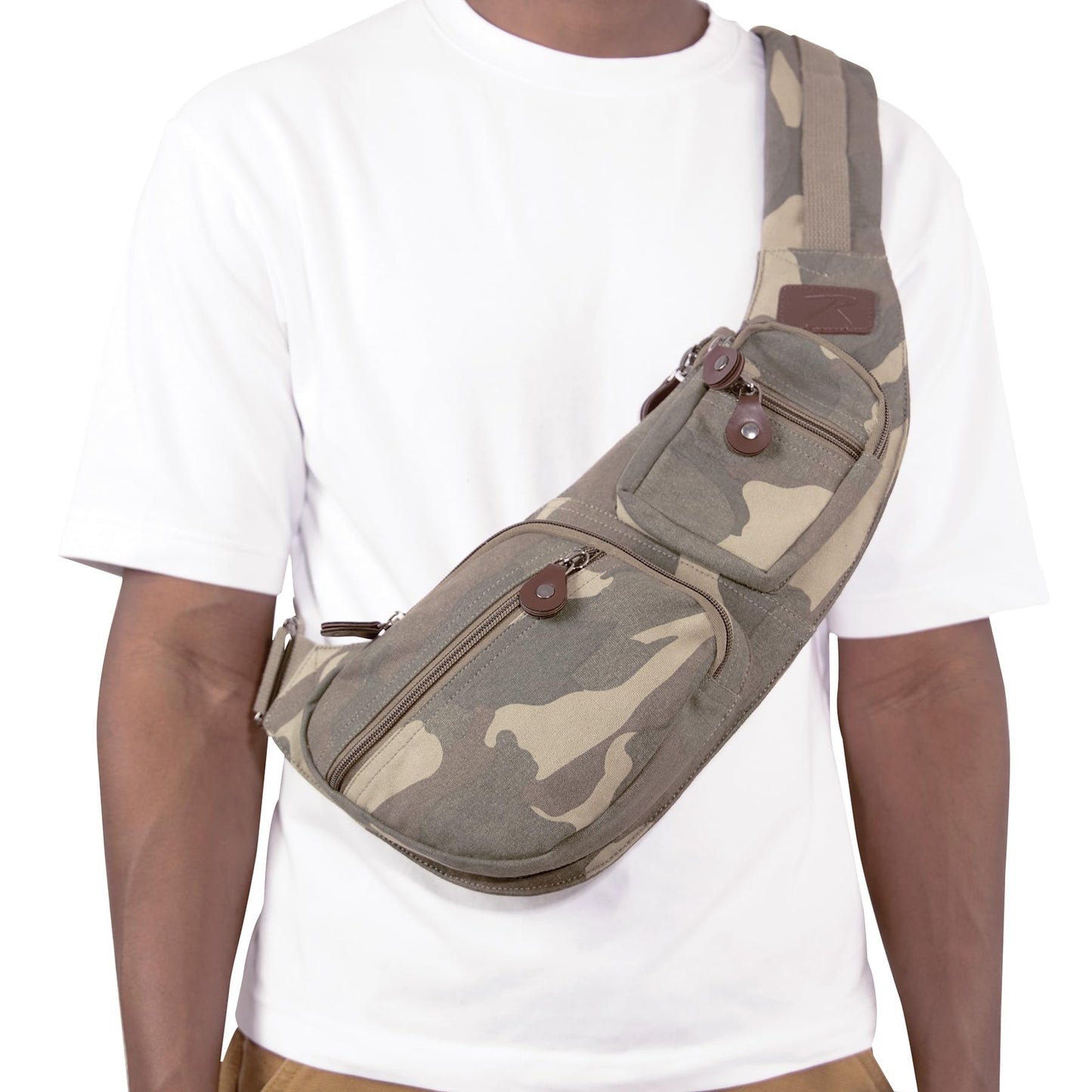 Rothco Vintage Canvas Crossbody Sling Bag – Compact Travel Shoulder Backpack 2L Storage