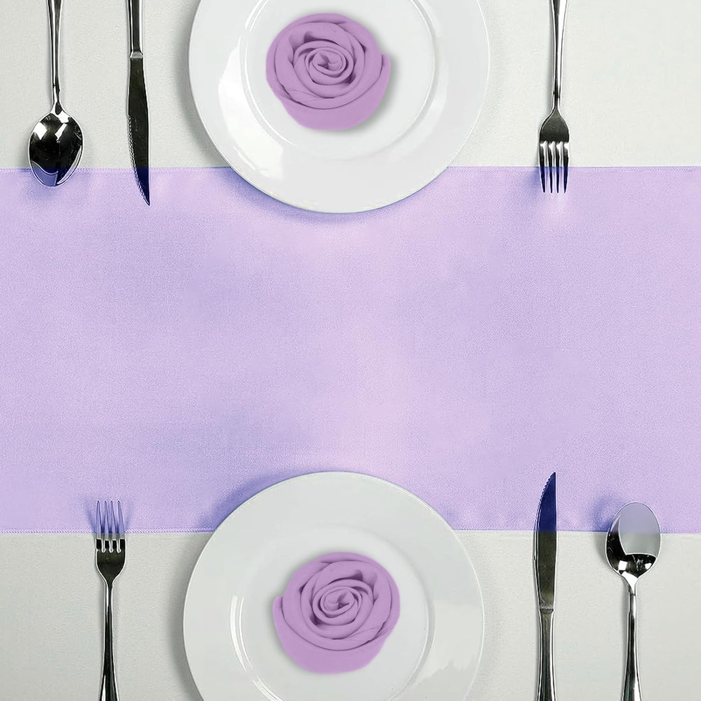 12" 108" Pack 6 TCBETO Lavender Table Runner x of Satin Silk Fabric Silky and Lustrous Table Runners for Birthday