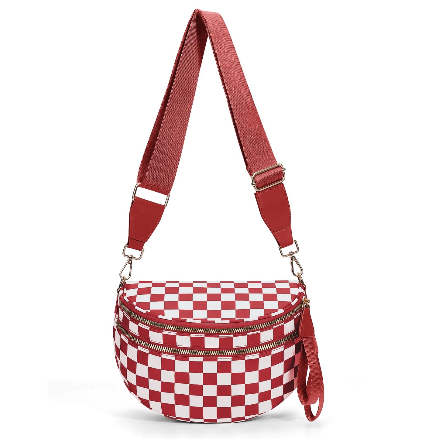 Checkered Crossbody Bum Bags for Women Nylon Checkered Purse Checkerboard Fanny Pack