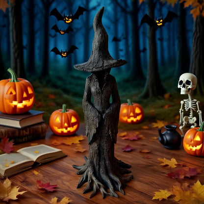 LuLuya Cracker Barrel Witch Statue 7.9'' – 2025 New Halloween Enchanting Witch Statue, Gothic Halloween Resin Figurine, Retro Magician Mysterious Decor, Dark Fantasy Desktop Ornament