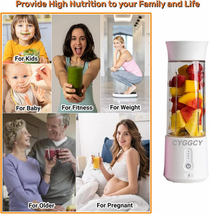 Portable Blender, Personal Blender for Shakes & Smoothies, Mini 17.6Oz Juicer Cup with 6 Blades, 4000mAh USB