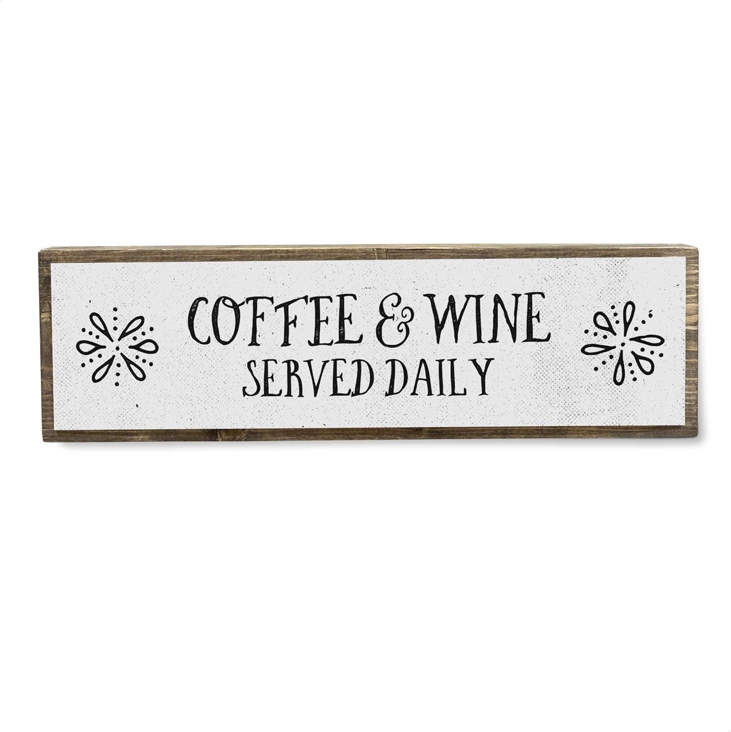 Coffee Wood Signs (Medium - Wood and Metal, Coffee and Wine Served Daily)
