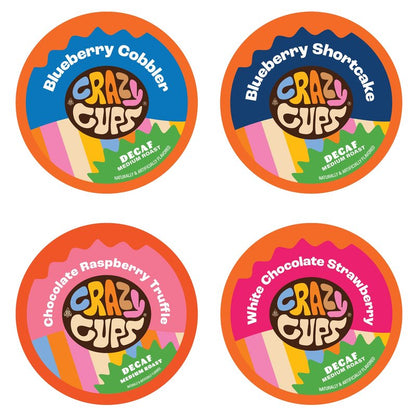 Crazy Cups Decaf Blueberry Coffee Pods Variety Pack, Decaf Magic Berries Hot or Iced Flavored Hot or Iced Coffee Pods, Single Serve Recyclable Pods Compatible With Keurig K Cup Brewers, 24 Count