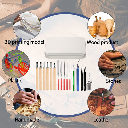 Miluosong 25pcs Precisio with Deburring Tool, Craft Knife,hand File,Carving Knife Suitable for sanding, carving, modeling, cutting, scraping,3D Printing Deburring kit