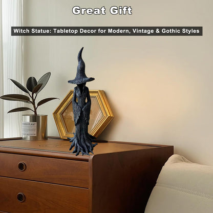 PMDYBY Resin Tabletop Gothic Decor Witch Statue, Retro/Modern Style Decor, Bookshelf/Desktop Decoration and Has A Cool Mystic Look 7.5 Inch