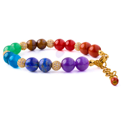 SEVEN KALM Protection and Healing Bracelet for Women - Handmade 7 Chakra Jewelry Crafted with Genuine Gemstones - Adjustable 8mm Bead Bracelet - Pulsera Para Mujer - Elegant Spiritual Accessory