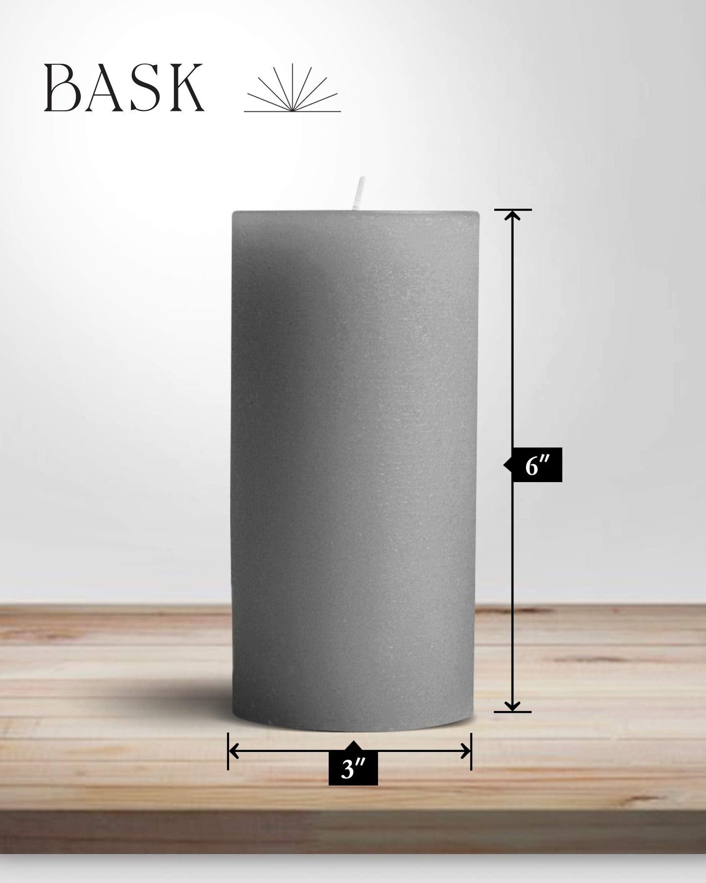 Mottled Pillar Candles by Bask - Set of 6-3" x 6" Dripless Unscented Candles in Grey for Home Decor, Relaxation & All Occasions