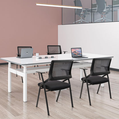 CLATINA Stackable & Foldable Office Chairs with Ergonomic Lumbar Support and Thickened Seat Cushion, Folding Mesh Fabric Reception Guest Chair for School Church Conference Waiting Room Black (8 pk)