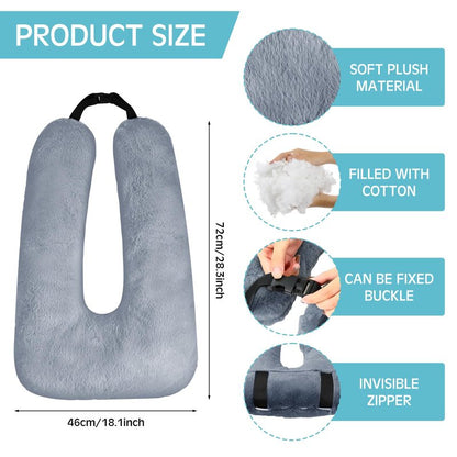 Barydat 2 Pcs Car Travel Pillow for the Back Seat 28 x 18 in Sleeping Reading Pillows for Long Distance Travel Car Cushion for Kids Adults Head and Body Support U Shaped Pad for Travel(Gray, Green)