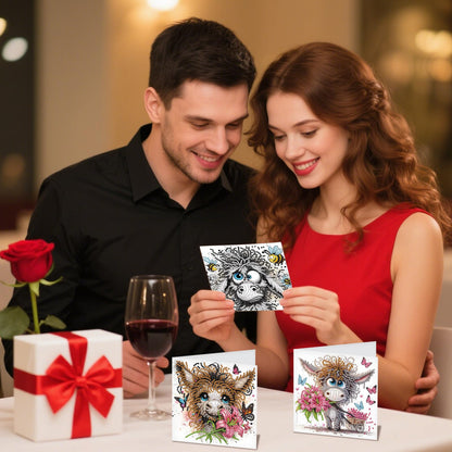 JZHYOAN 6Pcs DIY Animal Diamond Painting Cards Birthday Greeting Cards for Holidays Celebrations Diamond Art Card with Envelopes Crystal Arts Craft Gem Art Gem Painting Mosaic Kit for Adults