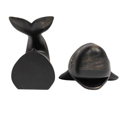 Creative Co-Op Whale Shaped Resin Bookends (Set of 2 Pieces)