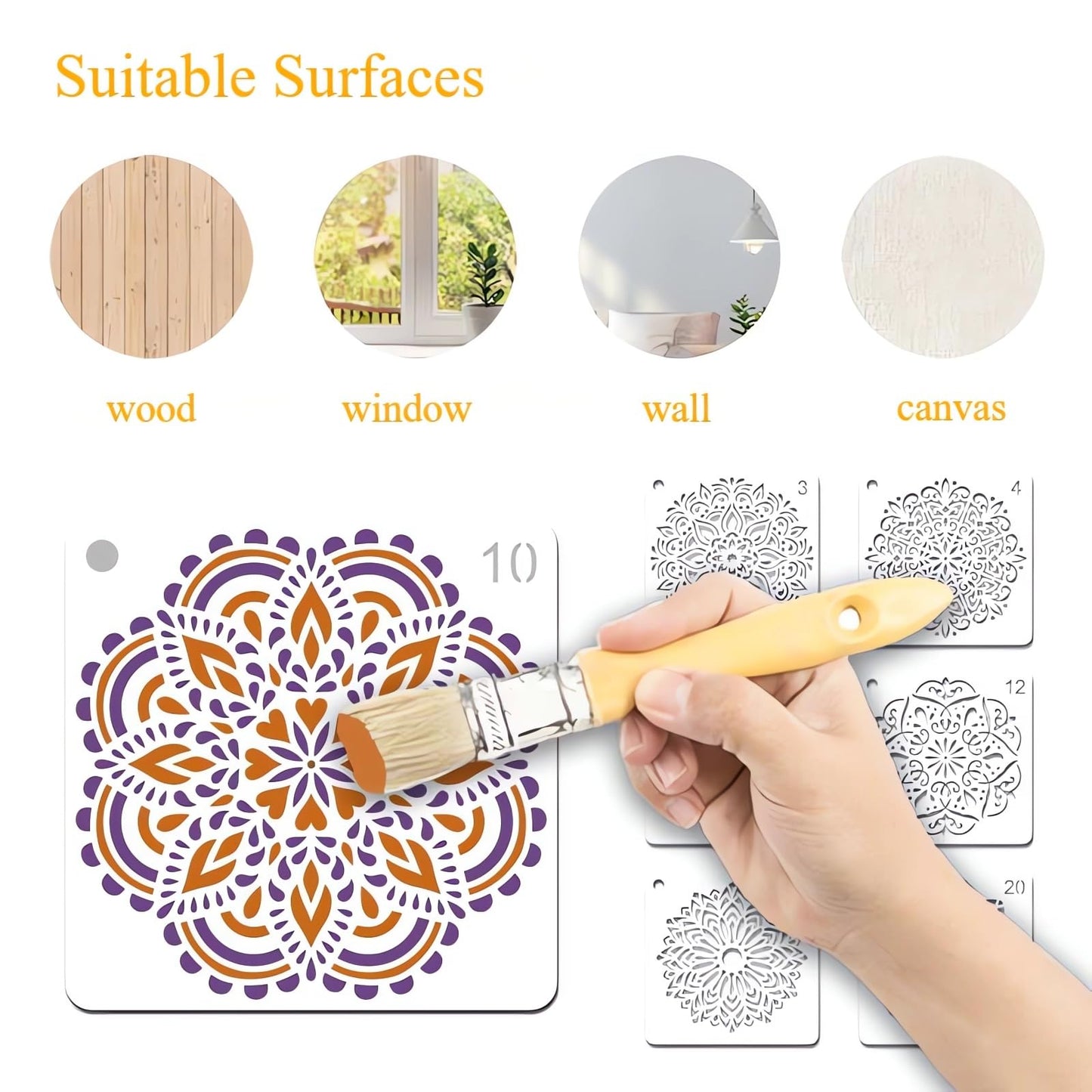 Mandala Stencils for Painting, 64PCS 4.7x4.7 Rangoli Stencils for Crafts & Home Decor