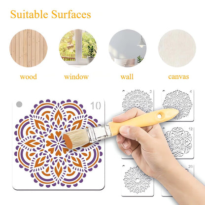 Mandala Stencils for Painting, 64PCS 4.7x4.7 Rangoli Stencils for Crafts & Home Decor