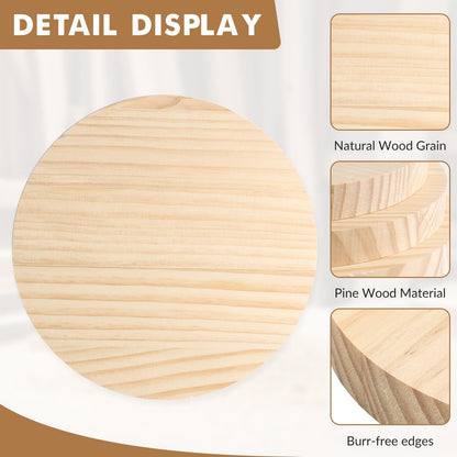 4 Pack 12 inch Round Wooden Plaque, 3/4 Inch Thick Unfinished Wooden Circle Plaque, Natural Pine Wood Coaster Base for Craft Projects, Sign, Painting, Woodcarving, Engraving