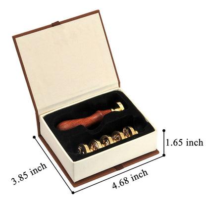 Yoption 6 Pcs Wax Seal Stamp Set, Vintage Tree of Life Bee Heart Compass Feather with Love Sealing Wax Stamps Kit, Wooden Handle with Brass Head for Wedding Invitation Cards Christmas Gift