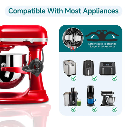 Sliding Mat for Kitchen aid 4.5-5 Qt Stand Mixer with 1Pc Gourmet Bowl Scraper and 2Pcs Cord Organizer for Kitchen Appliance Slider (4.5-5 Qt 1Pc Silicone Dough Scraper and 2x Cord Organizer, Natural)