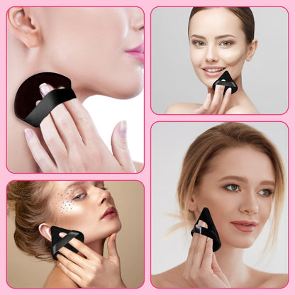 Pimoys 6 Pieces Powder Puff Face Makeup Sponge Soft Velour Triangle Powder Puffs Beauty Sponge Stocking Stuffers for Loose Powder (Black, Pink)
