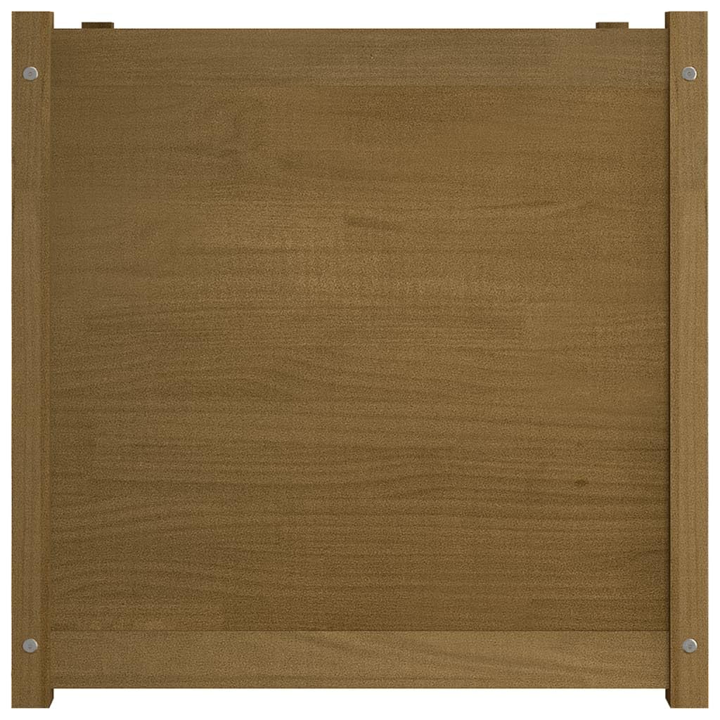 Mhdvray 27.6" Honey Brown Solid Pinewood Garden Planter Box, Large Square Raised Bed for Outdoor Patio, Terrace or Balcony Flower & Vegetable Growing, Rustic Finish, 32.4 lbs