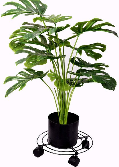 2 Packs 10.6 110Lbs 360 KINJOEK In Metal Plant Stand with Wheels, Load Max Round Flower Pot Plant Caddy Outdoor