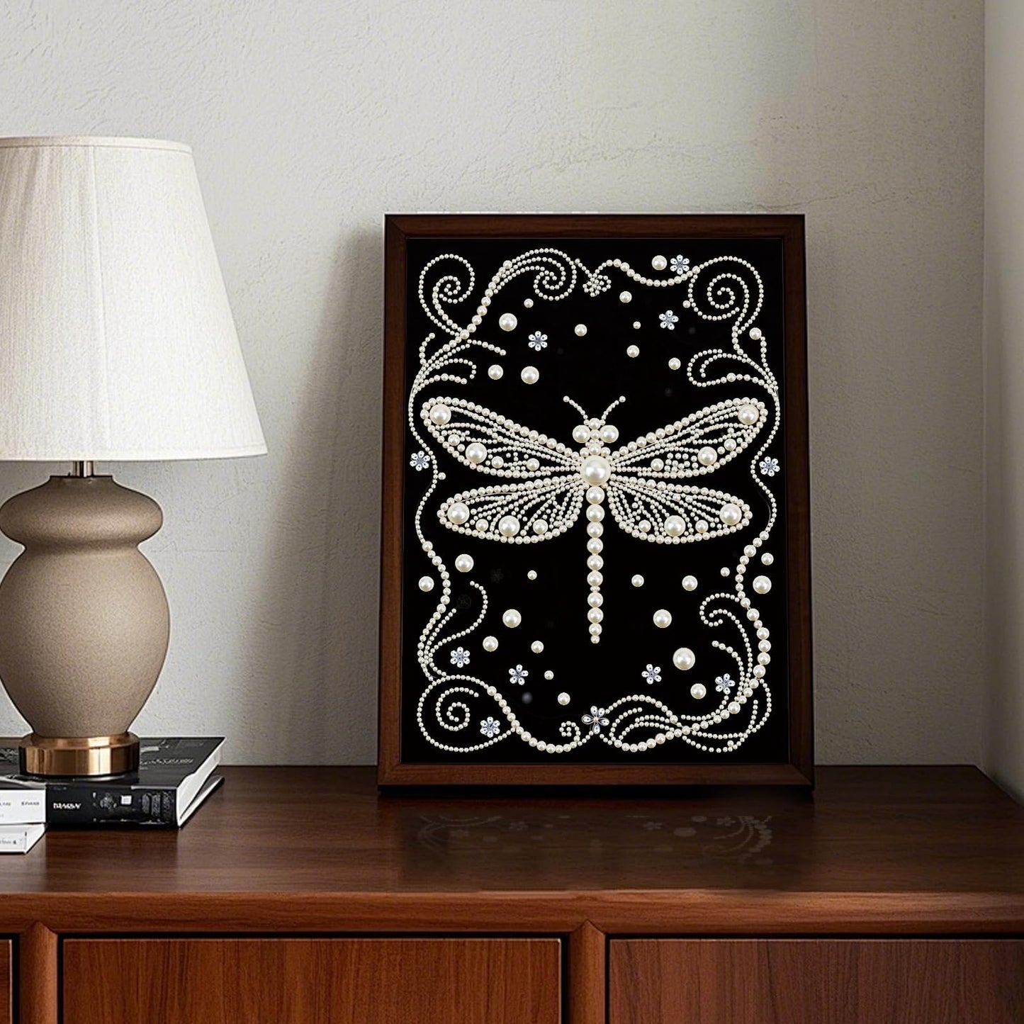 WSLWXSHM Pearl Diamond Painting Kits for Adults Dragonfly, 5D Special Shape Diamond Art Kits for Beginners, Crystal Rhinestones Diamond Painting for Home Wall Decoration Gift 12×16inch/30×40cm, Animal