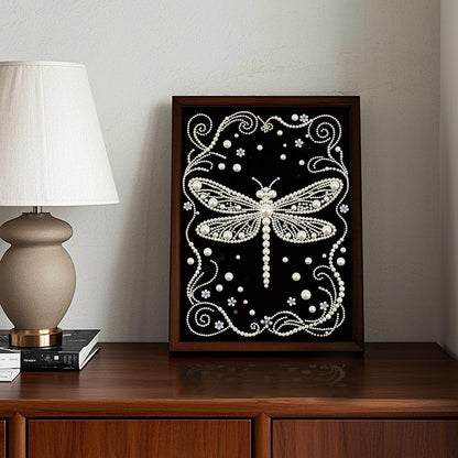 WSLWXSHM Pearl Diamond Painting Kits for Adults Dragonfly, 5D Special Shape Diamond Art Kits for Beginners, Crystal Rhinestones Diamond Painting for Home Wall Decoration Gift 12×16inch/30×40cm, Animal