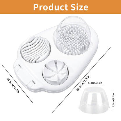 3-in-1 Egg Slicer for Hard Boiled Eggs, Multiple Slice Modes Egg Cutter, Heavy Duty Stainless Steel Chopper Tool, Multipurpose Kitchen Gadgets for Strawberry, Salad, Kiwi, Mushroom, Tomato Prep
