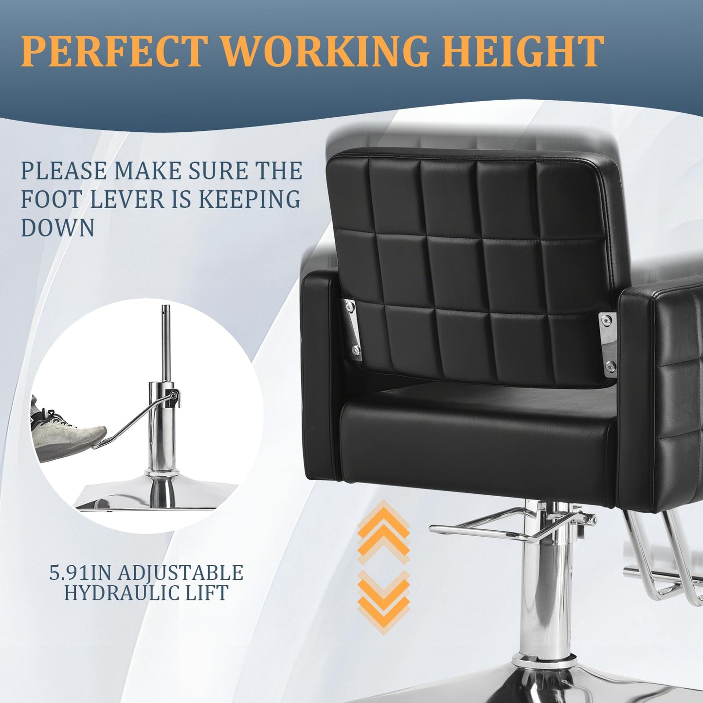 Barber Salon Chair for Barbershop - Load Weight 330 Lbs,Heavy Duty Hydraulic Pump Height Adjustable,360°Swivel with Footrest,Soft Leather with Armrest,Salon Spa,Hair Styling Stylist,Braiding (Black)