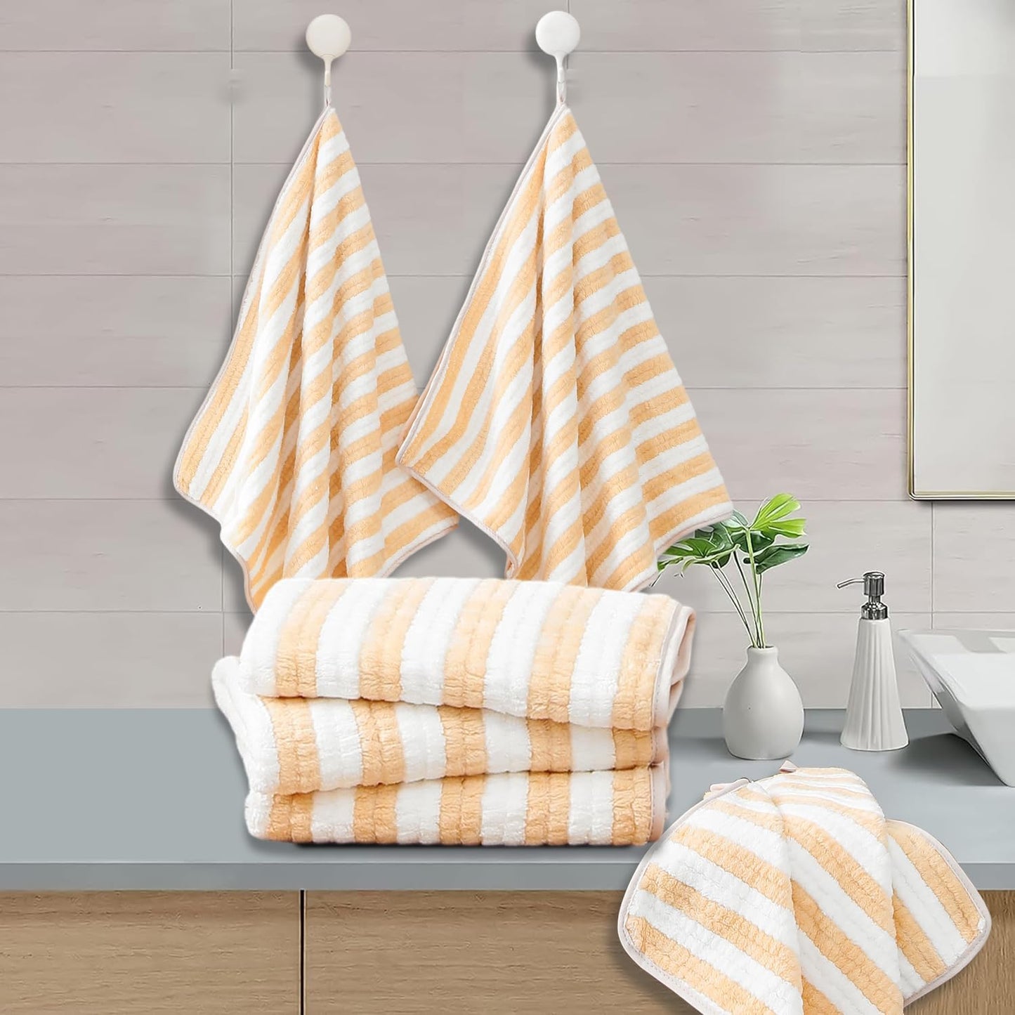 18-Piece Set 6 6 6 Microfiber Bath Towels - Bath Sheet, Hand Towels, Washcloths, Soft, Highly Absorbent Bathroom Towel