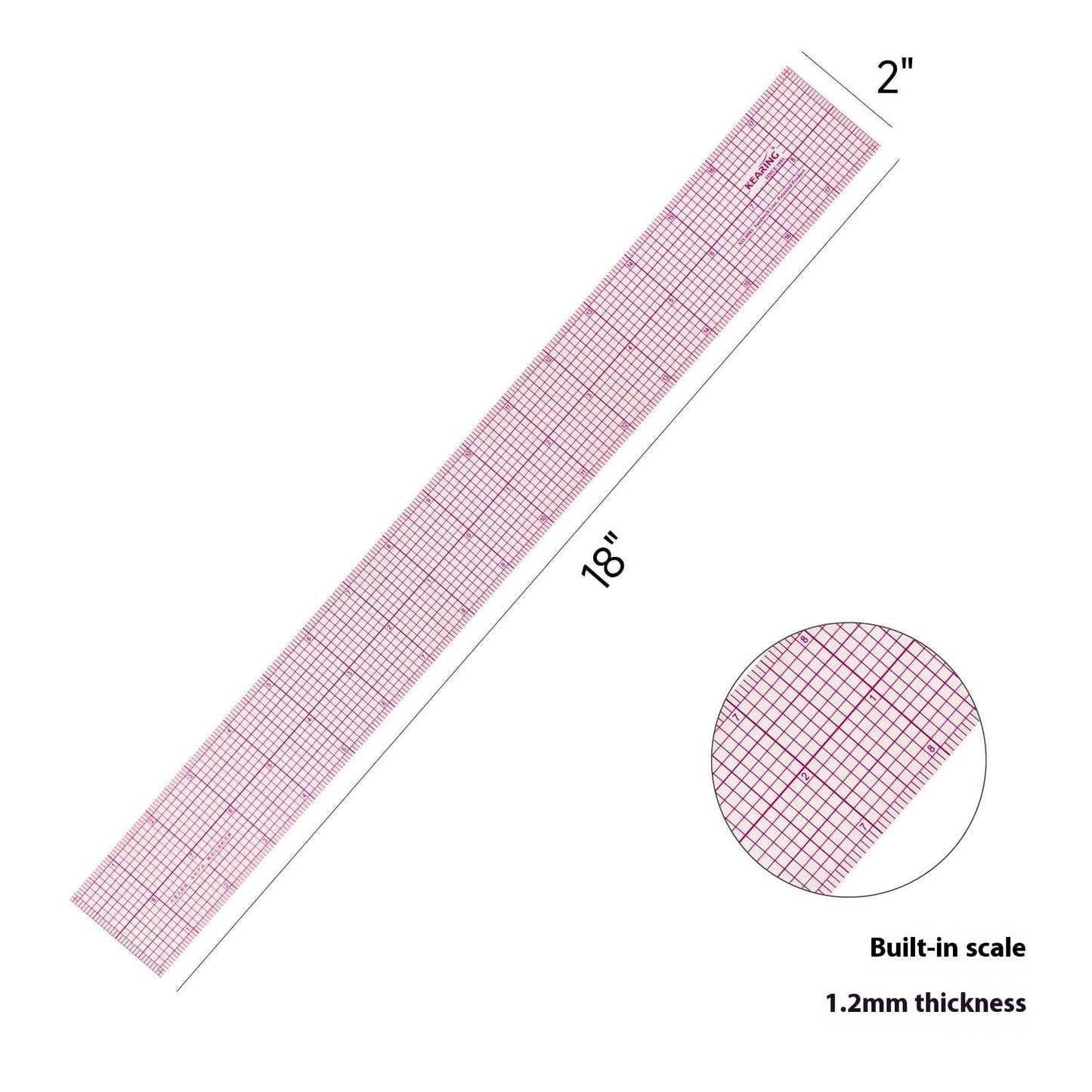 ‌Clear Sewing Graph Ruler 2"x18", Transparent Pattern Measuring Tool for Dressmaking, Quilting, Crafting‌