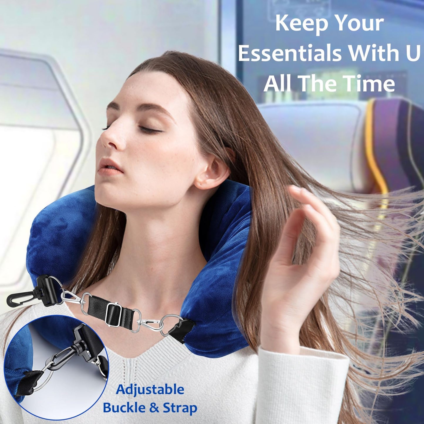Kunyi's Travel Pillow You Stuff with Clothes As Carry-On Luggage Fits 5 Days of Travel Essentials Transformable Multifunctional Luggage Neck Pillowcase Soft Plush Stuff-able