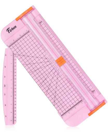 Firbon A4 Paper Cutter 12 Inch Titanium Straight Paper Trimmer with Side Ruler for Scrapbooking Craft, Paper, Coupon, Label, Cardstock(Pink)